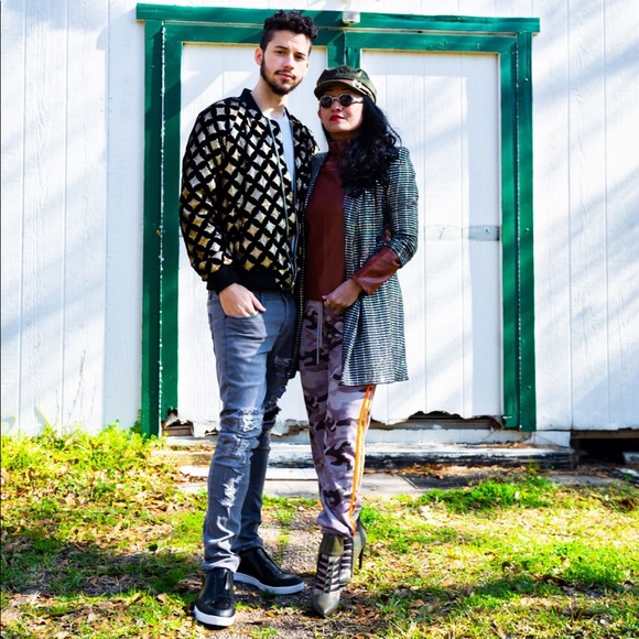 Brown & Orange Camo Tuxedo Stripe Jogger Pants - Picture 4 of 5